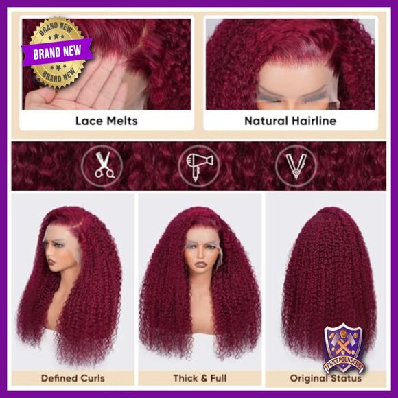 28 Inch Human Hair Lace Front Wig Deep Wave Curly Pre Plucked Glueless